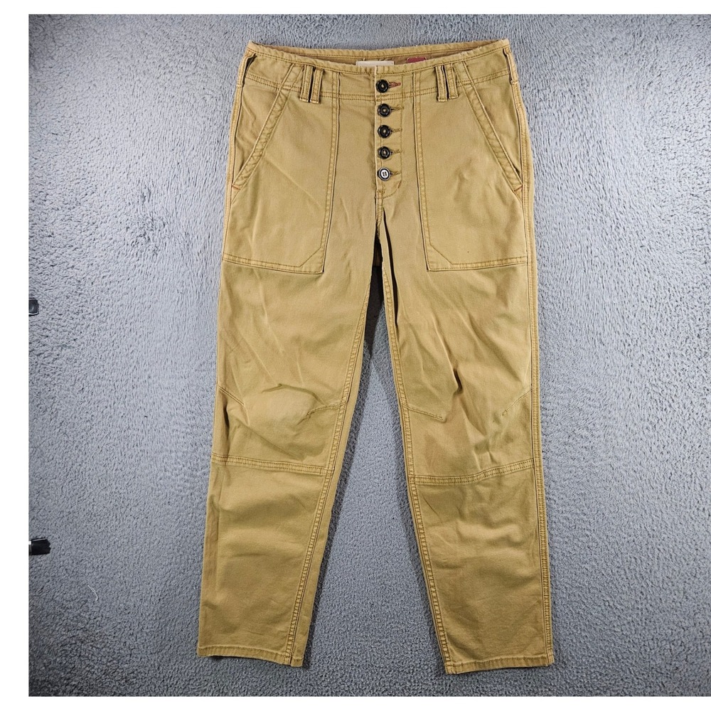 Anthropologie The Wanderer Button Fly Utility Pants Tan Khaki Size 28